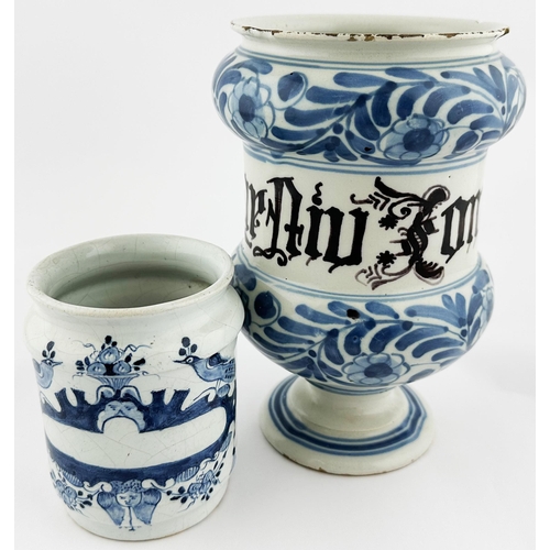 403 - DELFT TIN GLAZE DRUG JAR. 7.9ins tall. A very large and impressive bluey tinged tin glazed wide mout... 