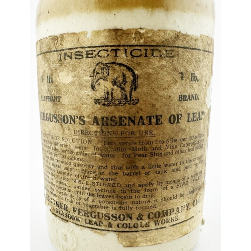 404 - FERGUSONS ARSENATE OF LEAD. DP p74. 5.6ins tall. T.t. stoneware wide mouthed jar, Skey p.m. Six line... 