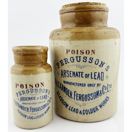 405 - FERGUSONS ARSENATE OF LEAD. DP p74. 5.6ins tall. T.t. stoneware wide mouthed jar, Large Kennedy p.m.... 