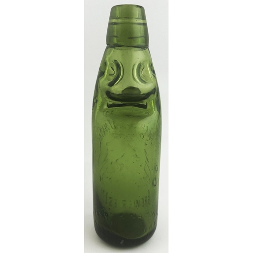 407 - SWANSEA UNITED BREWERIES CODD BOTTLE. 8.6ins tall, strong, mid green glass, 10oz capacity. A superb,... 