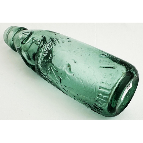 408 - SWANSEA UNITED BREWERIES COLOURED MARBLE CODD. 7.5ins tall, 6oz capacity, bluey aqua tinged glass, d... 