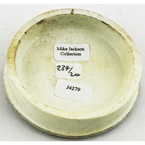 479 - LINCOLN COLD CREAM POT LID. (APL pg 234, 20) 2.6ins diam. Black transfer. TOMLINSON & BROMLEY/ CHEMI... 