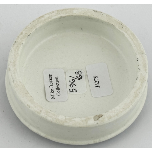 484 - EASTBOURNE COLD CREAM POT LID. (APL pg 596, 68) 2.4ins diam. Crisp black transfer. OTTO OF ROSE/ JF ... 