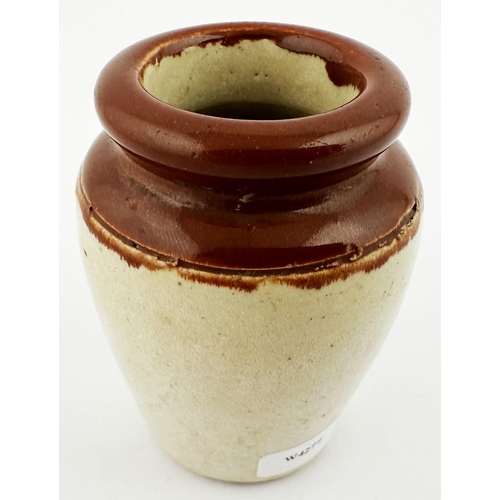 468 - IDEAL DAIRY CREAM POT. 3ins tall. Chocolate brown top, brown print, really well struck, in fact the ... 