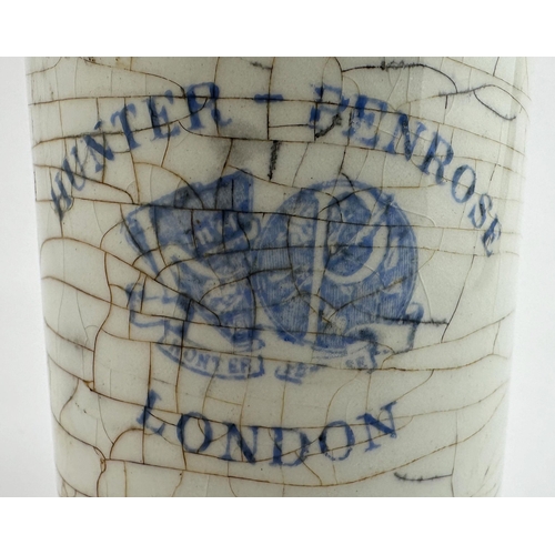 469 - LONDON HUNTER DENROSE FOOT POT. 4.2ins tall. Detailed pictorial central t.m., lettering above and be... 