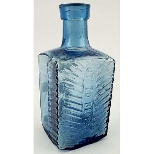 507 - SQUAT CUBE POISON BOTTLE. (DP p121, Sq-6). 4.9ins tall. Delightful almost cuboid shape with facetted... 