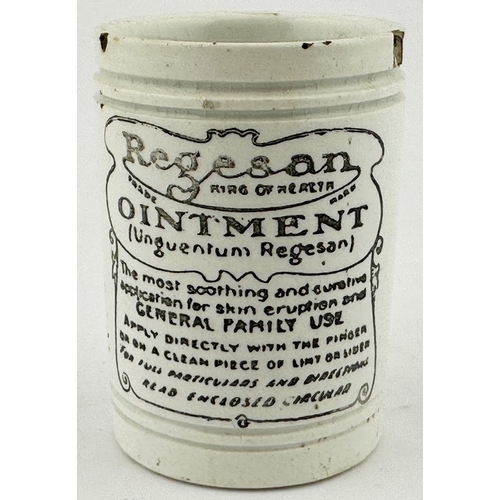 518 - REGESAN OINTMENT POT. OP p 118. 2.4 ins tall. A fine, well transferred, example of this rare Boots p... 