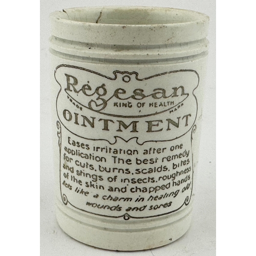 518 - REGESAN OINTMENT POT. OP p 118. 2.4 ins tall. A fine, well transferred, example of this rare Boots p... 