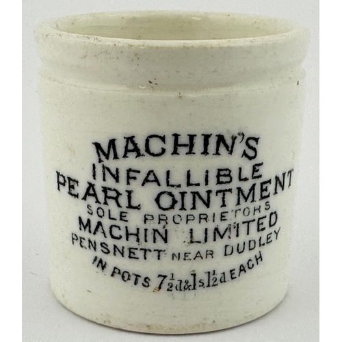 520 - MACHINS INFALLIBLE PEARL OINTMENT POT. OP p 102. 1.5 ins tall. A superlative example of the small Ma... 