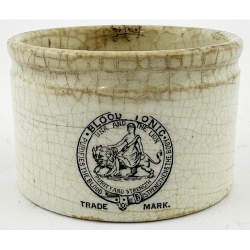 528 - DR TIBBALDS BLOOD TONIC OINTMENT POT. OP p137. A rare Taunton, Somerset, small, wide bodied, pot. Fr... 