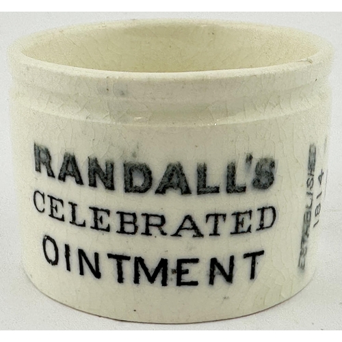 529 - RANDALLS PLYMOUTH CELEBRATED OINTMENT POT. OP p116. Transferred all round, featuring ESTABLISHED/ 18... 