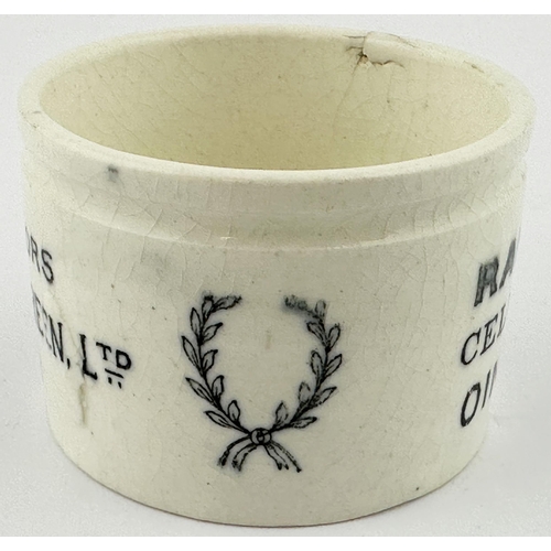 529 - RANDALLS PLYMOUTH CELEBRATED OINTMENT POT. OP p116. Transferred all round, featuring ESTABLISHED/ 18... 