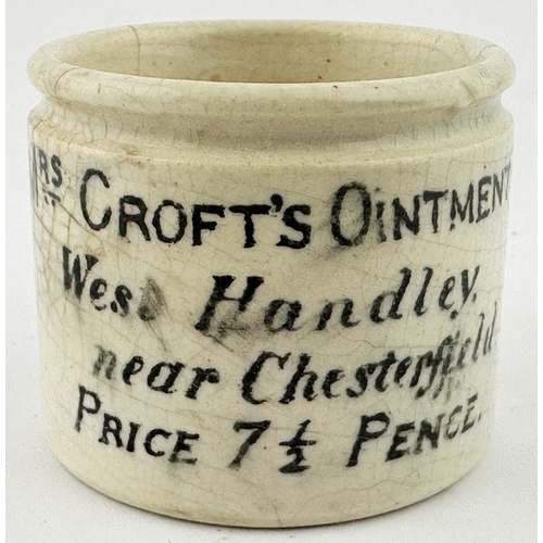 530 - MRS CROFTS OINTMENT POT. OP p64. Nothing is known about this manufacturer from a small Derbyshire ha... 