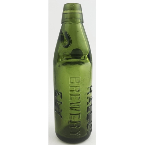 534 - HALL BREWERY ELY CODD BOTTLE. 10oz mid bright green glass. An exceptionally well embossed example, f... 