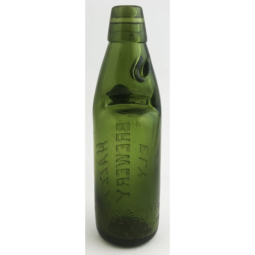 534 - HALL BREWERY ELY CODD BOTTLE. 10oz mid bright green glass. An exceptionally well embossed example, f... 