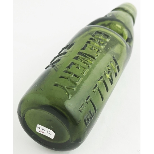 534 - HALL BREWERY ELY CODD BOTTLE. 10oz mid bright green glass. An exceptionally well embossed example, f... 