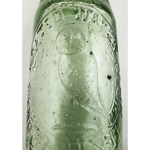 538 - OLDHAM AERATED WATER CO LIMITED. 8.7ins tall, aqua glass body with a bright green lip. Strong letter... 