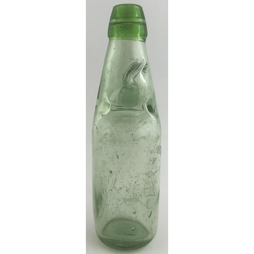 538 - OLDHAM AERATED WATER CO LIMITED. 8.7ins tall, aqua glass body with a bright green lip. Strong letter... 