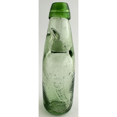 541 - OLDHAM AERATED WATER CO LIMITED. 7.3ins tall, aqua glass body with a bright green lip. Strong letter... 