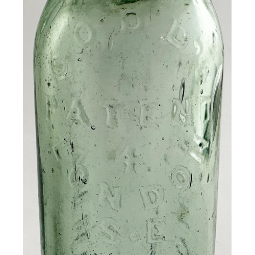 542 - EGREMONT NARROW NECK CODD BOTTLE. 9.6ins tall. Extraordinary narrow bodied aqua early Cumbrian codd,... 