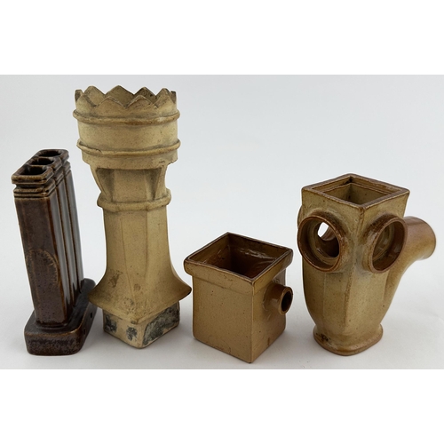 547 - TRADESMANS SAMPLE BUILDERS PIPES GROUP. Tallest 6.1ins. Four distinctly different pieces variating g... 