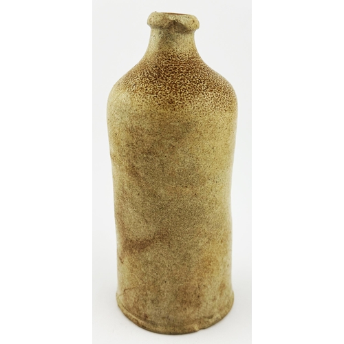 556 - EARLY HAND THROWN LONDON SALT GLAZE BEER BOTTLE. 8.3ins tall. An extraordinarily early beer containe... 