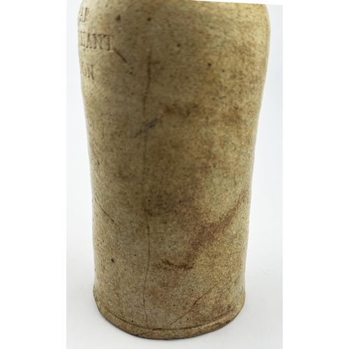 556 - EARLY HAND THROWN LONDON SALT GLAZE BEER BOTTLE. 8.3ins tall. An extraordinarily early beer containe... 