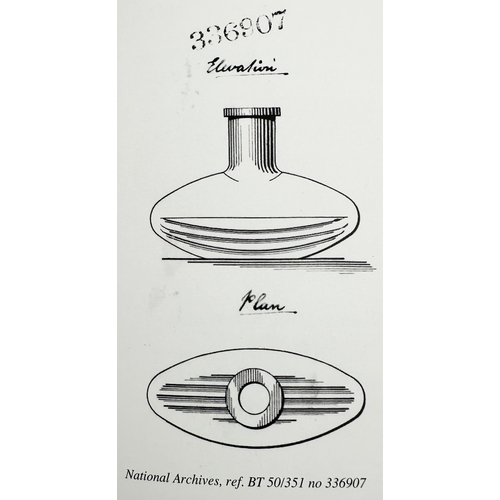 568 - SUBMARINE POISON BOTTLE. DP pg 24. 2.4ins tall, 4ins long, cobalt blue glass. Classic familiar uniqu... 