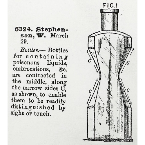 569 - STEPHENSONS WASP WAIST POISON BOTTLE. DP p7.1 ins tall, cobalt blue glass (crude), familiar unique w... 