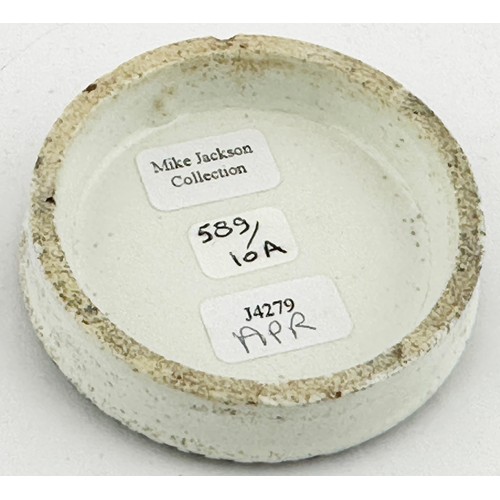 381 - BRIGHTON COLD CREAM POT LID. (APL pg 589, 10a) 2.3ins diam. Black transfer. Rose to centre top. Unde... 