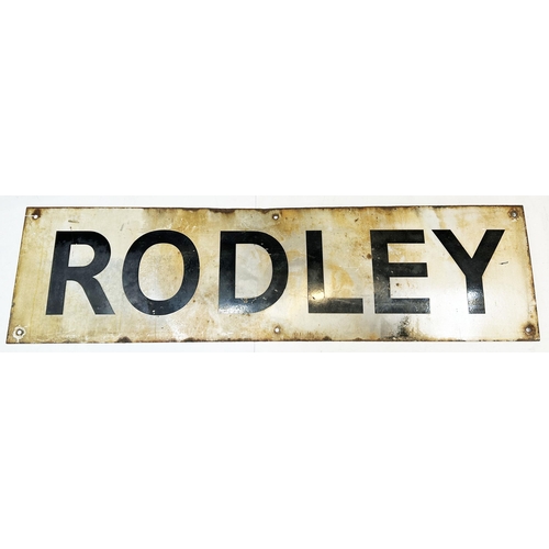 22 - RODLEY STATION RUNNING IN ENAMEL SIGN. 48 x 18ins. A very rare running in enamel sign from Rodley St... 