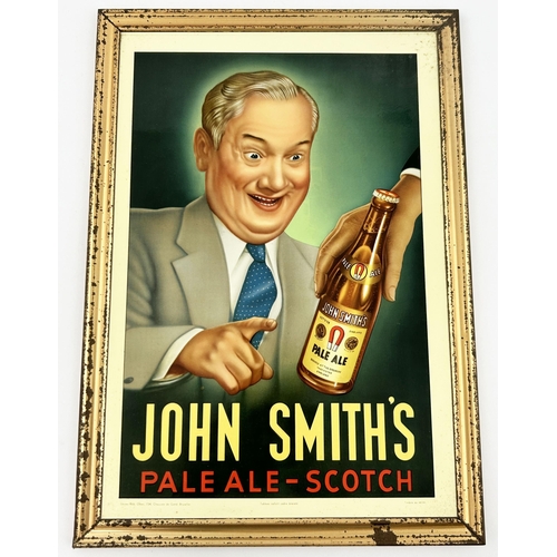 26 - JOHN SMITHS PALE ALE SCOTCH SHOWCARD. 9.7 x 13.7ins. Superb, brightly coloured, self framed small si... 