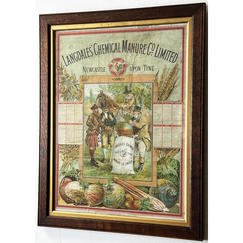 3 - NEWCASTLE ON TYNE LANGDALES CHEMICAL MANURE CO FRAMED 1887 CALENDAR. Wooden frame 20.2 x 25.5ins (sh... 