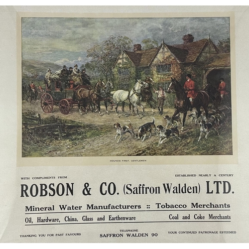 32 - SAFFRON WALDEN MINERAL WATER FRAMED ADVERTISEMENT. Wooden frame 19.5 x 20.6ins, shown here minus fra... 