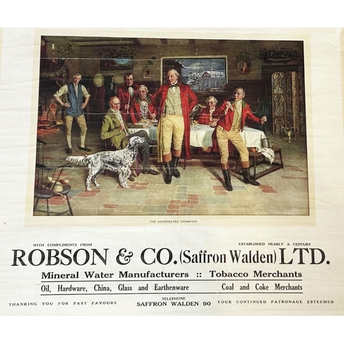 34 - SAFFRON WALDEN MINERAL WATER ADVERTISEMENT. Wooden frame 20.6 x 19.5ins, shown here minus frame. Mul... 