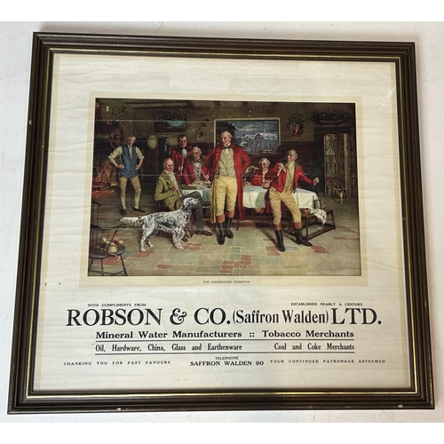 34 - SAFFRON WALDEN MINERAL WATER ADVERTISEMENT. Wooden frame 20.6 x 19.5ins, shown here minus frame. Mul... 