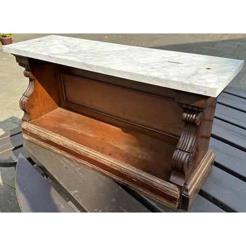 35 - HOVIS SHOP COUNTER TOP DISPLAY UNIT. 27 x 9 x 12.7ins. Unusual heavy wood, marble topped, counter to... 