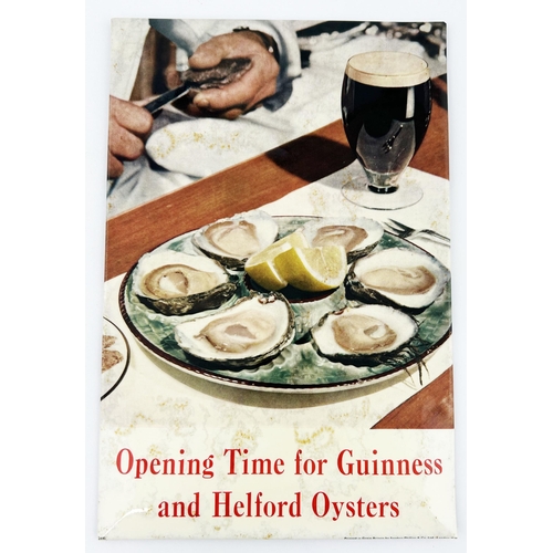 48 - GUINNESS HELFORD OYSTERS LAMINATED SHOWCARD. 8 x 12ins. OPENING TIME FOR GUINNESS AND HELFORD OYSTER... 