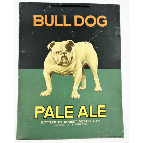 49 - BULLDOG PALE ALE TIN SIGN. 9 x 12ins. Black and green background - large British bulldog the centre ... 