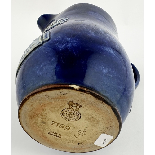 62 - NEW LANGTON ROYAL BREWERY NEWPORT ISLE OF WIGHT JUG. 5.9ins tall. Attractive dark blue stoneware gla... 