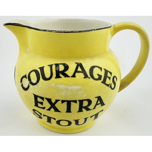 64 - COURAGE & CO ALTON JUG. 4.1ins tall. Bulbous bodied yellow jug with black transfer. Cockerel to fron... 