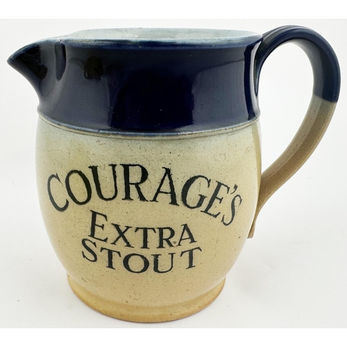 65 - COURAGES ALTON PALE ALE WATER JUG. 5ins tall. Dark blue stoneware Doulton jug, lower salt glaze, bla... 