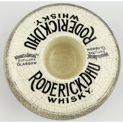 101 - RODERICK DHU WHISKY MATCHBOX HOLDER & STRIKER. 4.7ins diam. Strong black letters, repeated, on white... 