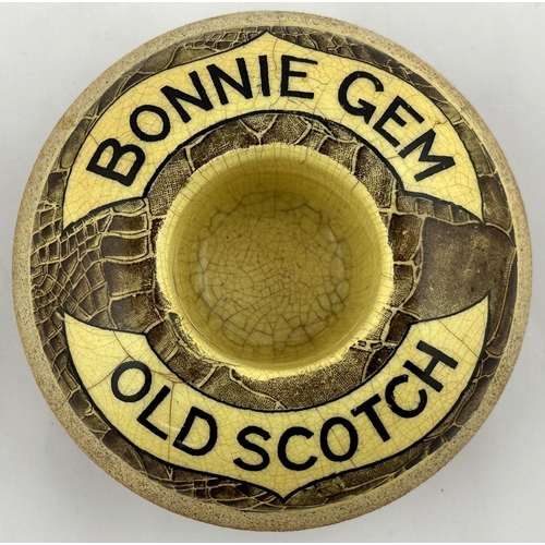 103 - BONNIE GEM STRIKER & MATCH HOLDER OLD SCOTCH. 4.5ins diam. Delightful yellow, brown & black top shin... 