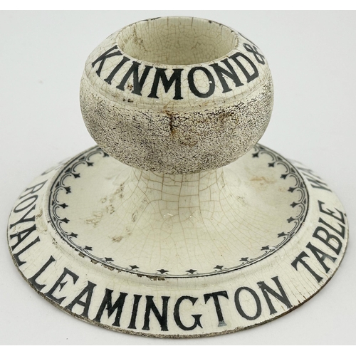 105 - KINMONDS LEAMINGTON MATCH HOLDER, STRIKER & ASHTRAY. 3.5ins tall. Ornate James Green base transfer. ... 