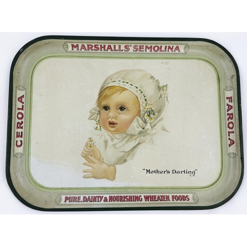 108 - MARSHALLS SEMOLINA CEROLA & FAROLA TRAY. 12.1 x 16.4ins. Very attractive black backed (early) metal ... 