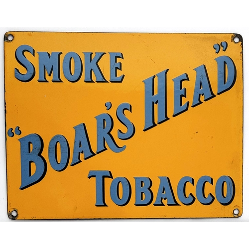 109 - SMOKE BOARS HEAD TOBACCO ENAMEL SIGN. 8.5 x 7ins. A truly incredible condition very small size ename... 