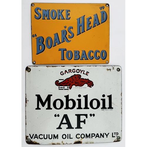 109 - SMOKE BOARS HEAD TOBACCO ENAMEL SIGN. 8.5 x 7ins. A truly incredible condition very small size ename... 