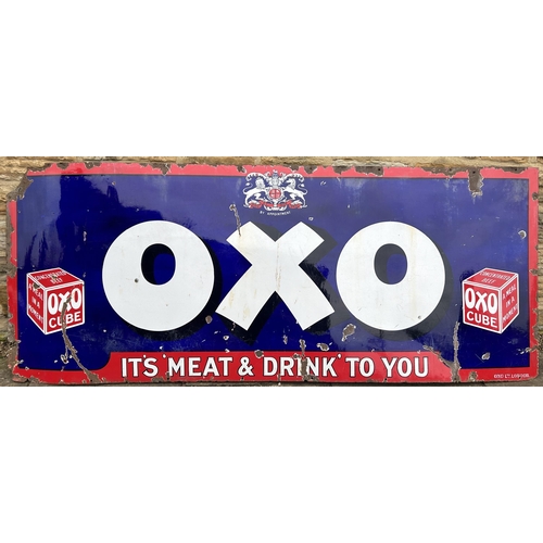 123 - LARGE OXO ENAMEL SIGN. 90.2 x 36ins. A very impressive/ strikingly bright coloured large enamel. Coa... 