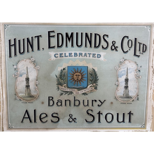 245 - BANBURY BREWERY SHOWCARD. Actual print size 20 x 14.5ins, in wooden frame 29 x 23.4ins (shown here m... 